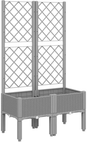 Tidyard Pflanzkübel mit Rankgitter Blumenkasten Rankhilfe Blumentopf Pflanzkasten Blumenkübel Gartenspalier Spalier Rankkasten Hochbeet für Garten, Terrasse und Balkon Hellgrau 80x40x142 cm PP