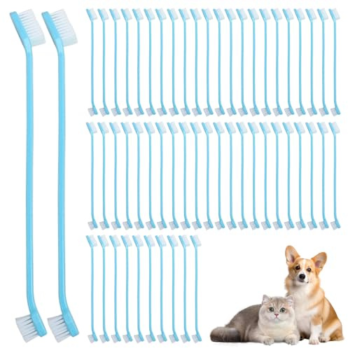 Hyuetrsa 200 PCS Pet Toothbrush Bulk Double Headed Pet Toothbrush Puppy Tooth Brushing Kit for Pets Teeth Cleaning（Blue）