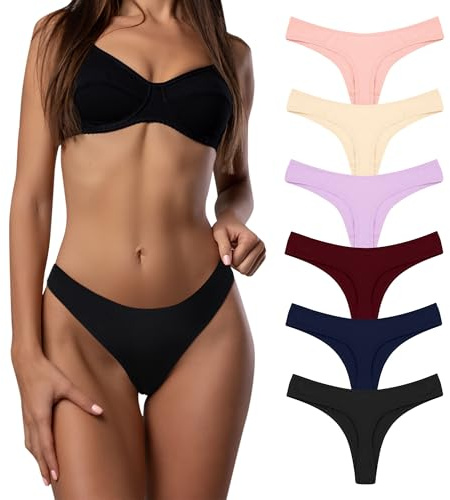 Desanlapi string tanga dam bomullstrosor underkläder damkalsonger stringtrosor 6-pack damunderkläder bomull andas mjuk bekväm sexig S – XL, Flerfärgad un, S