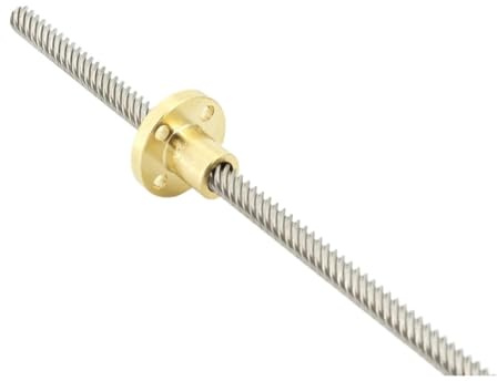 Macchina di controllo vite a ricircolo di sfere a Vite T8 in acciaio inossidabile 304 Lunghezza 450mm Piombo 1mm 2mm 4mm 8mm 10mm 12mm 14mm 16mm Mandrino trapezoidale 1 pz con dado in ottone(Pitch 2mm