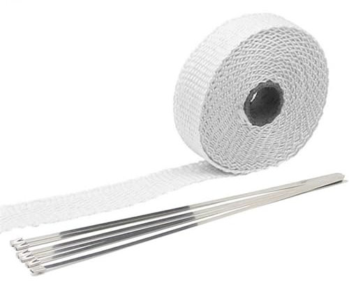 ZHANGSHUMIN Hitzeschutzband Motorrad Auspuff Thermischer Auspuff 2,5 cm * 5 m Auspuff Wärmeband Wrap Rohr Wrap Shields Krümmer Header Isolationsrolle Auspuff Hitzeschutzband(2.5x5m White)