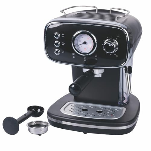 Macchina automatica caffè espresso con lancia vapore per cappuccino 1100 W nera, Kooper