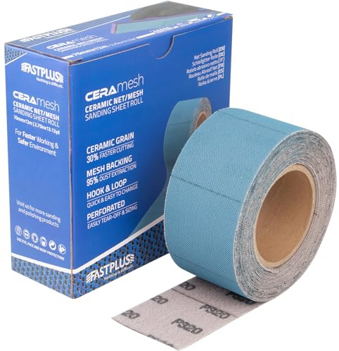 Schleifpapier Rolle 70mmx12m P80 Klett Keramisches Netz-Grifffolienrolle | Schleifpapier Rolle Schleifscheibe Schleifen von Holz, Spachtelmasse, lackierten Oberflächen und Kunststoff
