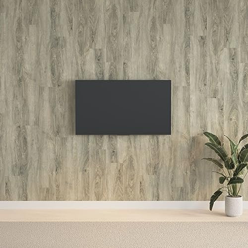 Brokky Wall Panels Wood Look Grey PVC 2.06 m²-3D Wall Panels Tiles Self Adhesive Waterproof Wood Panels for Walls Wall Sticker Soft Foam Panels Wood Grain Wood Panelling