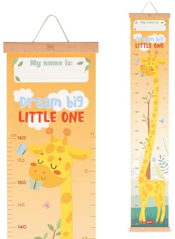 Dream Big Little One Messlatte zum Aufhängen für die Körpergröße von Kindern, bis 160 cm, 41 Aufkleber im Lieferumfang enthalten, mit Holzleisten