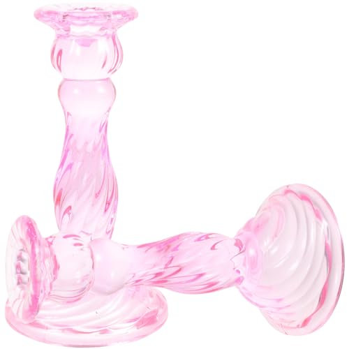MAGICLULU 2 Stück Glas Kerzenhalter Aus Kristallglas Dekorativer Leuchter Für Romantische Tischdekoration Eleganter Esstisch Kerzenständer Für Wohnraum Und Festessen