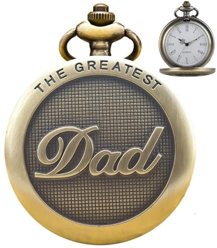 Cerioll Vintage Taschenuhr Mit Kette, Retro Quarz Taschenuhr, Römisch Ziffern, Für Papa Geschenke Geburtstag Vatertag, Vatertagsgeschenke Für Papa (Bronze)