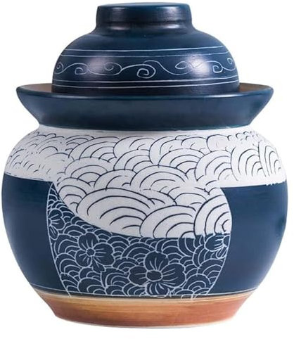 Fermentation Jars，Fermentation Crock Jar,Sauerkraut Crock,Pickle Jar Traditional Chinese Ceramic Fermentation Crock Jar Pickling Jar With Water Seal Airlock Lid,Large Thickened Ceramic Pickle Jar Kimc