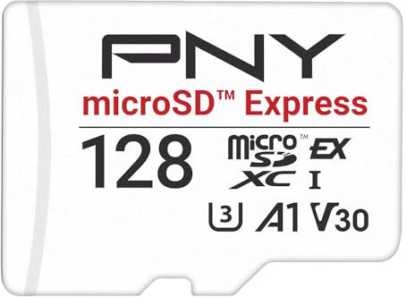 PNY Tarjeta microSD™ Express 128GB UHS-I U3 V30 A1, hasta 890MB/s de Lectura y 550MB/s de Escritura, Ideal para Dispositivos compatibles con microSD Express como Nintendo Switch 2