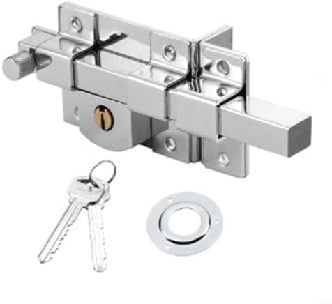 EXTRWORY 185 x 67 mm serratura per cancello esterno vecchio stile antifurto chiusura meccanica per porte in ferro legno recinzioni cancello giardino recinzione con 2 chiavi argento (destra)