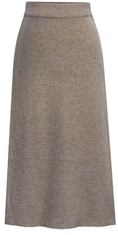 Women's Winter Wool Skirt Mid Length Warm Thick Woolen A-Line Elegant Casual Versatile Comfortable Stretchable Classic (Khaki, M)