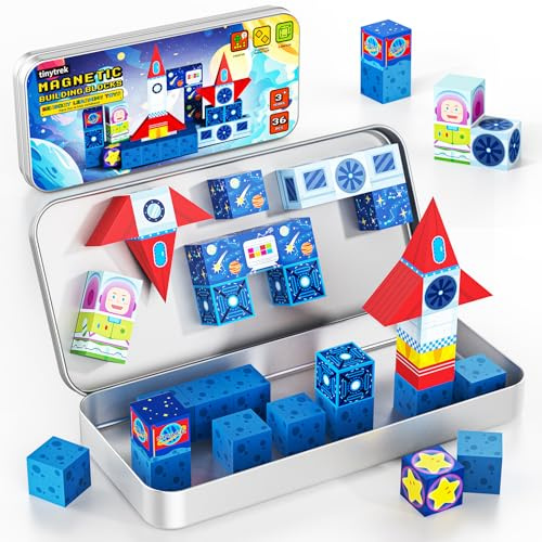 tinytrek Mattoncini magnetici da viaggio per bambini, 36 pezzi, da viaggio, mini blocchi magnetici, giocattolo creativo, regalo per ragazzi e ragazze dai 3 anni in su