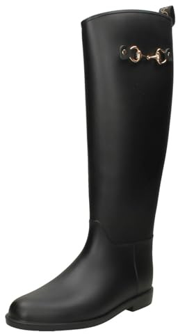 Spot On Elle Sport X1R282 Bottes d'équitation en caoutchouc avec détails en métal pour femme, Noir , 39 EU
