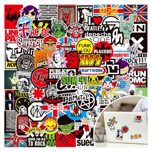 200 Pcs Waterproof Vinyl Rock Music Sticker Pack for Laptops and Guitars | Cool Band-Themed Decals For Adults, Skateboards, Bottles And Luggage
