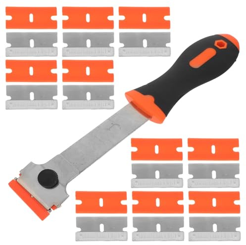 DIKACA Juego de Raspadores Multiusos 21 Piezas para Vitrocerámica y Estufa Espátula con Mango Largo Cuchillas Metálicas y Plásticas Herramienta Profesional para Limpieza de Pintura