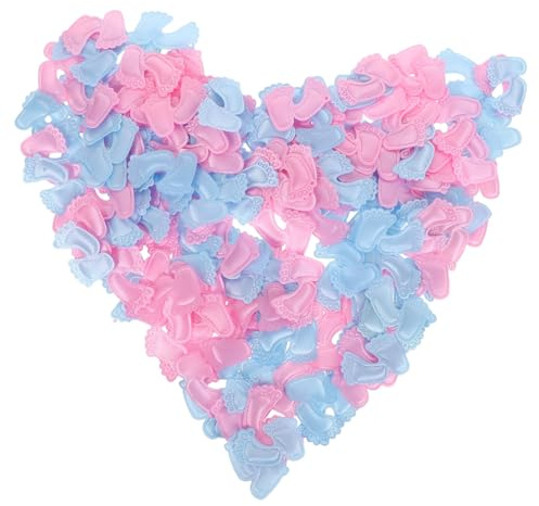 GLEAVI 200piezas Pegatinas para Niña Forma de Huella Decoraciones para Fiestas Temáticas de Bebés de Confeti No Tejido Azul y Rosa para Revelar el Género Celebración de Cumpleaños