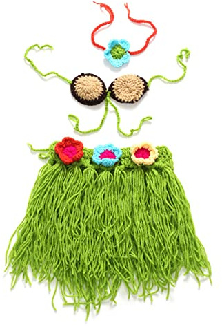 Baby Photography Costume, Headband and Hand Crocheted Grass Skirt Corset for Newborns, Skin-Friendly Clothing, Infant Photo Suit, Baby Photography Props for Newborns, Photo Shoots
