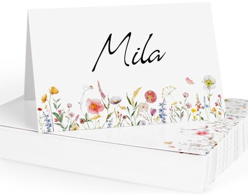 50pcs Flower Wedding Place Cards for Table Pre-Scored Name Cards for Table Setting Wedding Birthday Party Decorations
