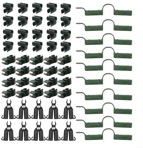 Juego de 60 clips ajustables para enrejado de plantas para estacas de 11 mm, perfectos para proyectos de bricolaje de jardín y soporte de plantas de vid