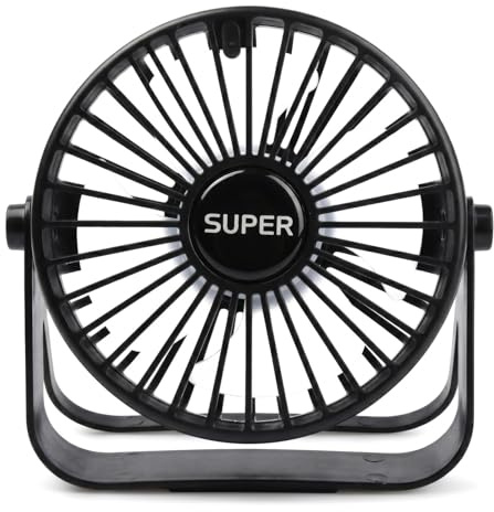 Homirty Mini Ventilador, Ventilador Portátil Silencioso, Recargable Por Usb, Tres Velocidades, Rotación de 360°, para Escritorio o Pared, Ideal para Oficinas, Habitaciones, Campings, Negro