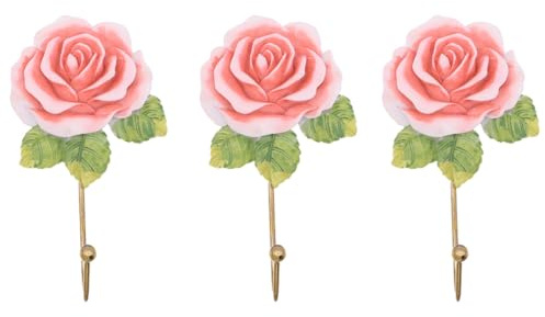 NESTINGHO Crochets Muraux pour Suspendre Chapeaux et Paquet Lot de 3 en Résine Forme de Rose Design Élégant et Moderne pour Chambre ou Porte