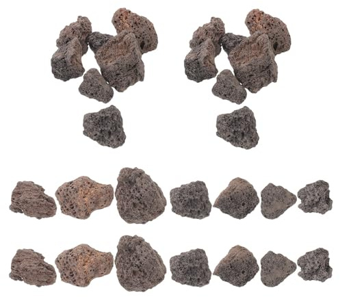 SEWACC Natural Black Lava Stones 1.1kg Stone Decorative Garden Rocks | Terrarium Filler, Patio Landscape Use, Weather Resistant and Lightweight, Water Filtration for Aquarium Decor