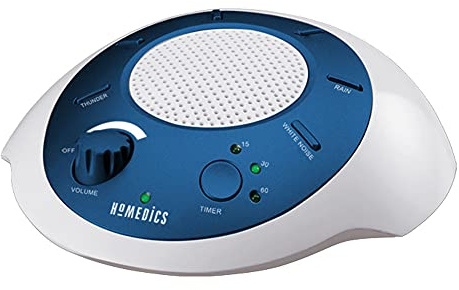 Homedics SoundSleep White Noise Sound Machine, Blue, Small Travel Sound Machine with 6 Relaxing Nature Sounds, Portable Sound Therapy for Home, Office, Nursery, Auto-Off Timer, by Homedics