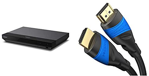 Sony UBP-X700 4K Ultra HD Blu-ray Disc Player (4K HDR, 4K Streaming Dienste, Super Audio CDs (SACD), USB, WiFi, HDMI) Schwarz & KabelDirekt - 4K HDMI Kabel - 2m - kompatibel mit - TOP Series