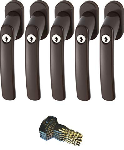 ABUS FG200 B SB abschließbarer Fenstergriff, braun im Set 5 Stück
