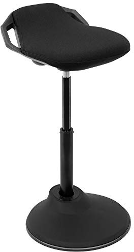 Mount-It! Ergonomic Sit Stand Stool, Height Adjustable Leaning Chair for Standing Desk, 360° Tilting Active Sitting Seat, High-Density Foam Cushion, Non-Slip Weighted Base, Easy Assembly (Black)