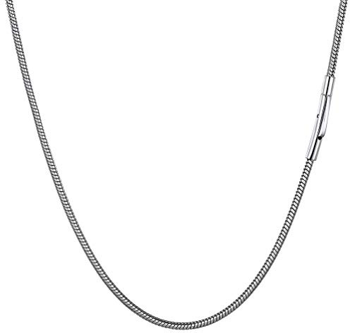PROSTEEL 316L Ormkedja i rostfritt stål för kvinnor, silver/svart/guld, 2 mm bred, 41–76 cm lång, med starkt lås, hänge kan läggas till för män, kvinnor, 66 Centimeter, Rostfritt stål, Ingen ädelsten
