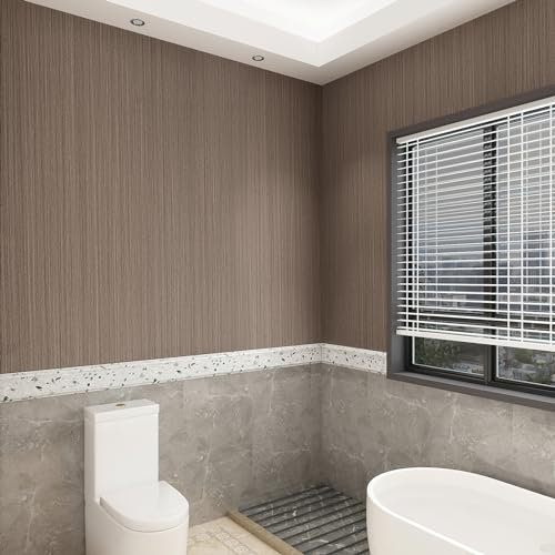 JSEVEM 40CM×9M Dunkelbraun Holzfaser Tapete Selbstklebende Braun Vintage Selbstklebend Tapeten Klebefolie Möbelaufkleber PVC Wasserfest Wand für Schreibtisch Arbeitszimmer Schlafzimmer