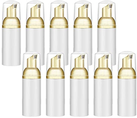 Ksrnsne 10 Pieces Plastic Travel Foaming Soap Dispenser Mini Empty Foaming Liquid Soap Pump Bottles Lash Cleanser Bottles D
