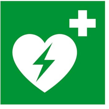 E010 – Automatischer externer Defibrillator für das Herz – Evakuierungs- und Sicherheitsbeschilderung – Größen zur Auswahl – Norm ISO 7010