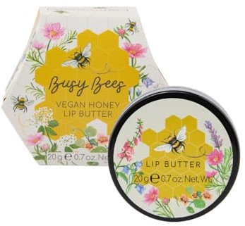 Heathcote & Ivory Lip Butter 20g, Shea Butter, Moisturising Bee Balm, Travel Size, Fits In Handbag, Vegan and Cruelty Friendly, Beauty Gift For Her or Nature Lovers, Busy Bees Collection