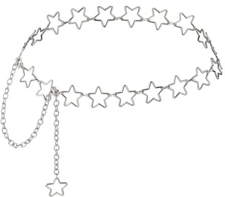 Gürtel Silber Taillenkette Taille Gürtel Kettengürtel Damen Silber, Taille Verstellbare Metall Schnalle Langer Bauchkette Körper Kette Gürtels Einstellbare Taillengürtel für Kleid