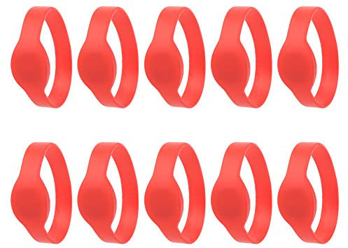 10 pezzi Bracciale RFID 125Khz Bracciale RFID Bracciale in silicone Carta d'identità Tessera sauna Polsino di controllo accessi per piscina dell'hotel Sauna (Red)