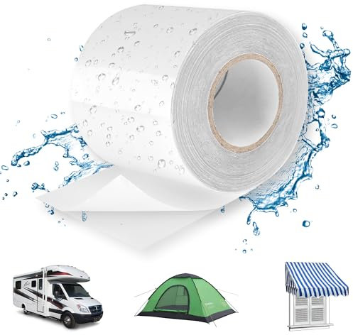 Lechin Cinta Adhesiva, 5,7cm x 5m Cinta americana extrafuerte, Cinta adhesiva impermeable, Cinta de Reparación para lonas de camiones, toldos, tiendas, piscinas, TPU, Transparente