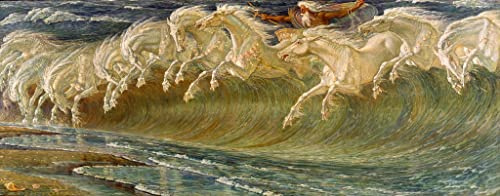 RZHRHJES Moderne Drucke Wandkunst Malerei Bilder Druck Wandgemälde Die pferde des neptun von walter crane Poster Bilder für Wanddekoration 60x90cm