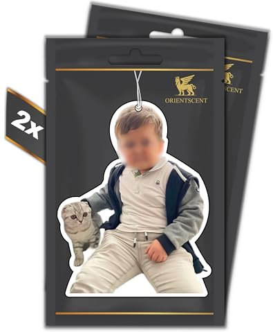 Set of 2 CATMAN Motif Air Freshener - Air Freshener - Automatic Car Fragrance Dispenser Funny Tuning - Car Air Freshener Fragrance Pendant Car Fragrance Tree Set (White Tea, 2 Pieces)