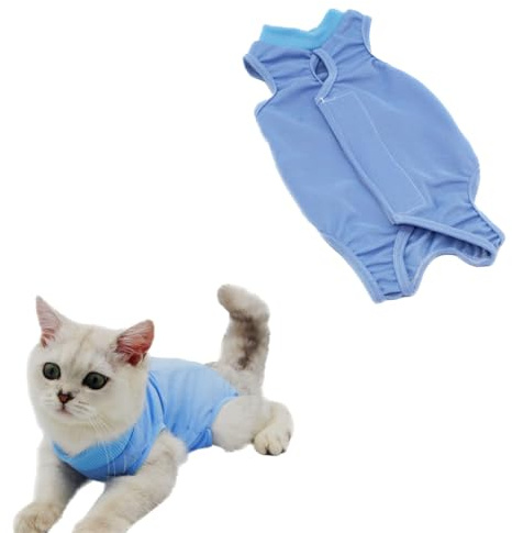 Angelkiss 1PCS Katzenkleidung Recovery Suit in Blau - Sanfte Erholungskleidung für Katzen, Katzenkostüm für Katzen, Hautpflege und Schutz（Größe M）
