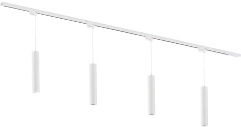 Qub Focus III 1-Phasen Led Schienensystem - 200cm - 4x GU10 Pendelleuchten - 2x 1m Schienen - I-Form - Deckenstrahler Weiß - Erweiterbar & flexibel - LED-kompatibel - Modernes Design Spot lampe