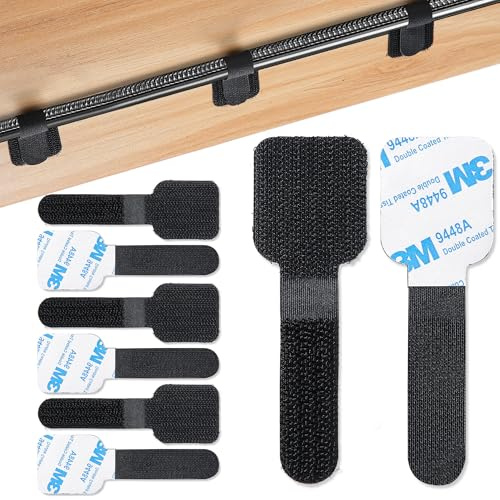 HonQiShiMY 60 PCS Organizador de Cables para Escritorio, Abrazaderas de Cable Reutilizables con Fuerte Adhesión, organizador de cables para TV, PC, Solución Antienredos para Oficina y Hogar