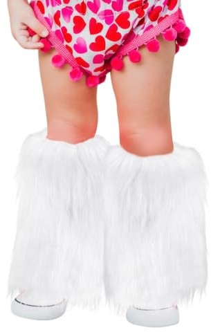 Kids Girls Fuzzy Faux Fur Leg Warmers Boots Shoes Cuff Cover Winter Warm Furry Leg Socks for Halloween Costume Party Show