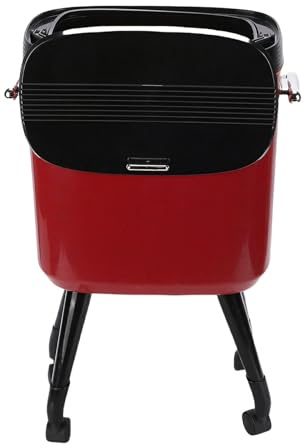Luqeeg Cubo de Basura Alto con Ruedas, 15 L Gran Capacidad Cubo de Basura Estrecho con Tapa Hermética Papelera de Oficina para Cocina Hogar Baño Sala de Estar Oficina (rojo)