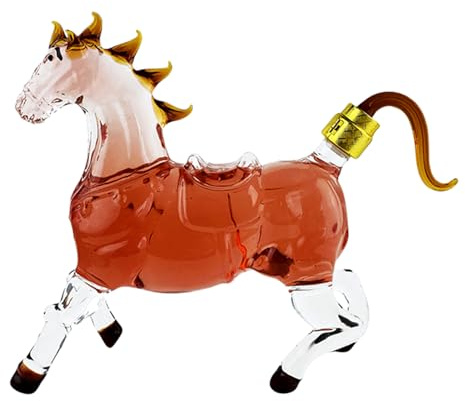 Decanter Vino,Bottiglia Dispenser Liquori da 1000 ml con Design Decorativo - Decanter con Design Cavallo Animale - per Uomini, Fidanzato, Mariti, Coppia, Amatori di Bourbon, Home Bar, Capodanno,