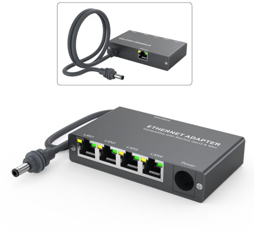 4 Porte Gigabit Adattatore Ethernet compatibile con Starlink Mini e Gen 3 di MMOBIEL – Switch Ethernet RJ45 da 1 a 4, Splitter Ethernet 1000Mbps con Cavo 0.5m – Per Camper, Barca, Home Office e Gaming