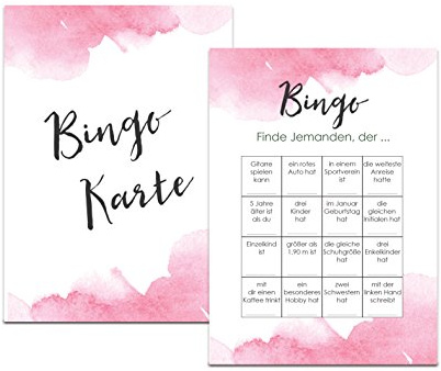 Nastami Bingokarten Aquarell Hochzeit, Hochzeitsspiel für Gäste und Brautpaar, 50 Stück
