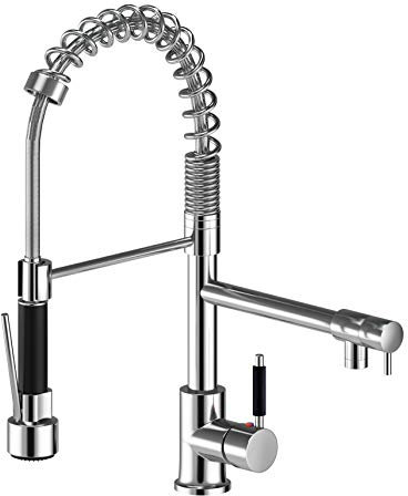 Suguword Single Hole Kitchen Tap, High Arc Pull Out Kitchen Faucet with 360 Degree Swivel, 2 Spray Modes and Magnetic Docking Modern Mixer Tap for Easy Installation Chrome