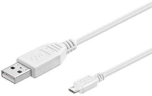 PremiumCord Câble de Connexion USB - Micro USB 2 m, Type A Mâle vers Type Micro B Mâle, Câble de Données Haut Débit 480 Mbit/s, 5 Broches, 2X Blindé, AWG28, Couleur Blanc, 2 m
